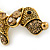 Vintage Inspired Little Puppy Dog Citrine Crystal Brooch In Antique Gold Metal - 40mm L - view 6