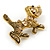 Vintage Inspired Little Puppy Dog Citrine Crystal Brooch In Antique Gold Metal - 40mm L - view 7