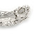 Rhodium Plated White Faux Glass Pearl Feather Pendant/ Brooch - 70mm L - view 3