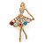 Multicoloured Crystal Ballerina Brooch In Gold Tone Metal - 55mm L - view 5