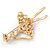 Multicoloured Crystal Ballerina Brooch In Gold Tone Metal - 55mm L - view 3