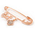 Rose Gold Tone Metal Safety Pin Brooch with Crystal Charms - 65mm L - view 5