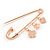 Rose Gold Tone Metal Safety Pin Brooch with Crystal Charms - 65mm L - view 3
