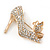 Clear Crystal High Heel Shoe Brooch In Gold Tone Metal - 40mm L - view 3