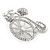 Retro Clear Crystal Bicycle Brooch In Silver Tone Metal - 40mm W - view 4