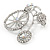 Retro Clear Crystal Bicycle Brooch In Silver Tone Metal - 40mm W - view 2