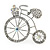 Retro Clear Crystal Bicycle Brooch In Silver Tone Metal - 40mm W