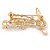 Gold Plated Multicoloured Crystal Musical Notes Brooch - 50mm L - view 5