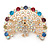Statement Multicoloured Peacock Brooch In Gold Plated Metal - 58mm W