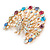 Statement Multicoloured Peacock Brooch In Gold Plated Metal - 58mm W - view 2