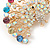 Statement Multicoloured Peacock Brooch In Gold Plated Metal - 58mm W - view 4