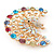 Statement Multicoloured Peacock Brooch In Gold Plated Metal - 58mm W - view 5