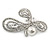 Clear Crystal, Faux Pearl Fancy Bow Brooch In Silver Tone Metal - 60mm L - view 2