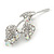 Two Tulip Clear Crystal Floral Brooch In Silver Tone Metal - 60mm L - view 2