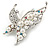 Silver Tone Crystal Faux Pearl Asymmetrical Wings Butterfly Brooch - 60mm - view 2