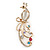 Gold Tone Multicoloured Crystal Peacock Brooch - 80mm L