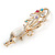 Gold Tone Multicoloured Crystal Peacock Brooch - 80mm L - view 4