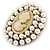 Victorian Inspired Faux Pearl Cameo Brooch In Antique Gold Tone - 55mm - view 3