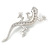 Rhodium Plated Clear Crystal Lizard Brooch - 55mm L - view 2