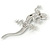 Rhodium Plated Clear Crystal Lizard Brooch - 55mm L - view 4