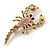 Statement Multicoloured Scorpio Brooch In Gold Plated Metal - 48mm L - view 1