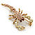 Statement Multicoloured Scorpio Brooch In Gold Plated Metal - 48mm L - view 2
