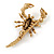 Statement Multicoloured Scorpio Brooch In Gold Plated Metal - 48mm L - view 3