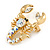 Gold Plated Ab, Clear Crystal Scorpion Brooch - 40mm L - view 2