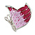 Pink/ Purple Enamel AB crystal Butterfly Brooch In Rhodium Plated Metal - 45mm - view 4