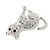 Small Clear Crystal Kitten Brooch In Rhodium Plated Metal - 28mm L - view 4