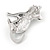 Small Clear Crystal Kitten Brooch In Rhodium Plated Metal - 28mm L - view 5