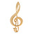 Stunning Polished Gold Plated Treble Clef Brooch - 40mm L - view 4