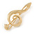 Stunning Polished Gold Plated Treble Clef Brooch - 40mm L - view 2