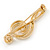 Stunning Polished Gold Plated Treble Clef Brooch - 40mm L - view 3