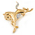 Polished Gold Tone Clear Crystal Horse Brooch - 40mm W - view 2