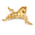 Polished Gold Tone Clear Crystal Horse Brooch - 40mm W - view 4