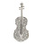Clear Crystal Violin Brooch In Rhodium Plated Metal - 50mm L - view 1