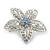 Small Rhodium Plated Clear/ Light Blue Crystal Daisy Brooch - 30mm Diameter - view 2