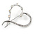 Rhodium Plated Clear/ Ab Crystal Open Asymmetrical Heart Brooch - 30mm L - view 2