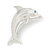 Polished Rhodium Plated Dolphin Brooch - 45mm L - view 3