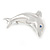 Polished Rhodium Plated Dolphin Brooch - 45mm L - view 2