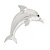 Polished Rhodium Plated Dolphin Brooch - 45mm L