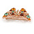 Crystal Butterfly Brooch In Rose Gold Tone Metal (Amber, Orange, Green, Citrine) - 43mm W - view 3