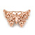 Crystal Butterfly Brooch In Rose Gold Tone Metal (Amber, Orange, Green, Citrine) - 43mm W - view 4