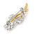 Stunning Two Tone Crystal Double Flower Brooch - 35mm L - view 3