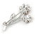 Two Cranberry/ Green Crystal Daisy Flowers Brooch In Rhodium Plating - 47mm L - view 3
