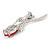 Small Clear Crystal Red Rose Brooch In Rhodium Plated Metal - 48mm L - view 4