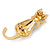 Small Two Tone Crystal Cat Brooch (Gold/ Silver Tone Metal) - 32mm L - view 3