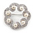 Small Crystal Faux Pearl Wreath Brooch In Rhodium Plated Metal - 30mm L