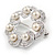 Small Crystal Faux Pearl Wreath Brooch In Rhodium Plated Metal - 30mm L - view 2